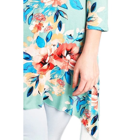 Oddi Floral Swing Tunic Top, Sage - Picture 4 of 4